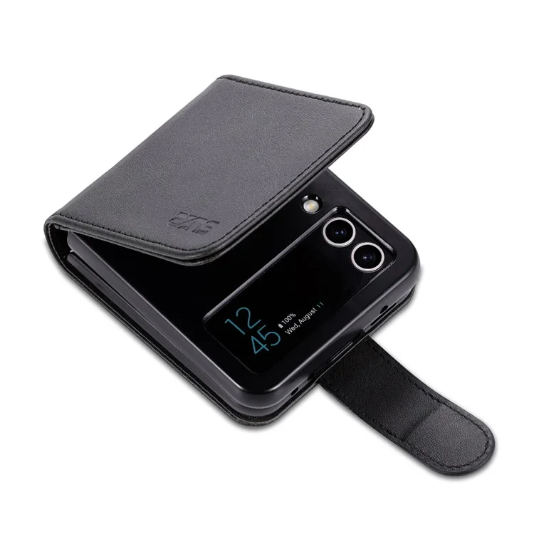 AZNS Для Samsung Galaxy Z Flip4 5G Чехол из искусственной кожи с держателем для карт - Черный