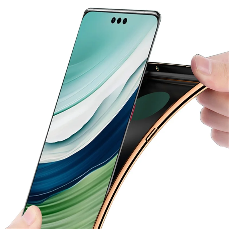 SULADA For Huawei Mate 60 Electroplating Litchi Texture Cover PU Leather Coated PC+TPU Phone Case - Brown