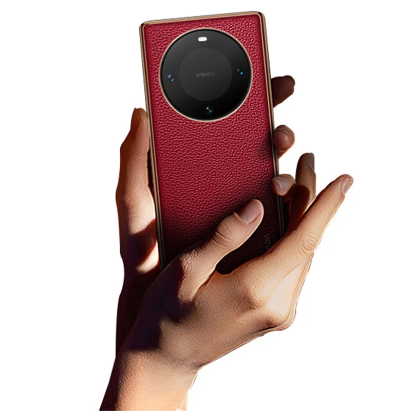 SULADA For Huawei Mate 60 Electroplating Litchi Texture Cover PU Leather Coated PC+TPU Phone Case - Brown