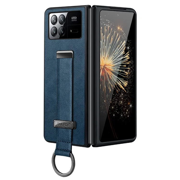 SULADA Fashion Series para Xiaomi Mix Fold 3 5G Carcasa Correa Retráctil Cuero+PC+TPU Funda Teléfono - Azul