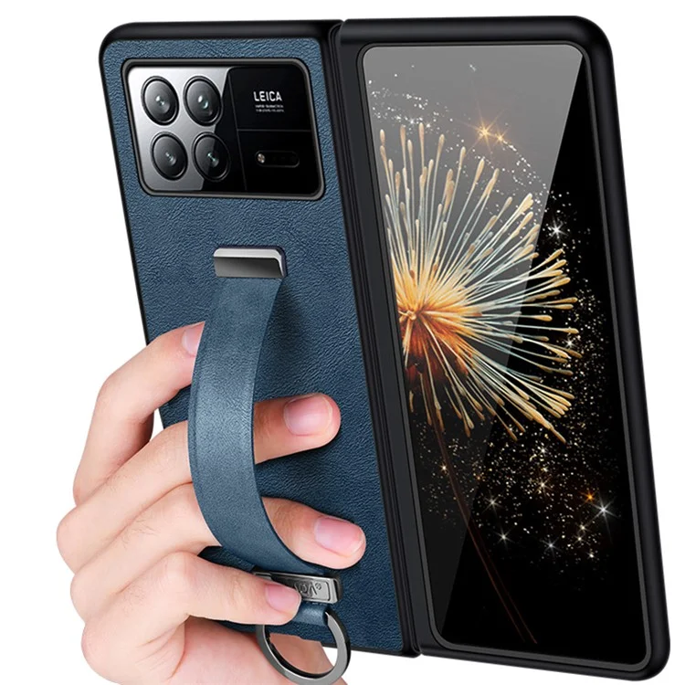 SULADA Fashion Series para Xiaomi Mix Fold 3 5G Carcasa Correa Retráctil Cuero+PC+TPU Funda Teléfono - Azul