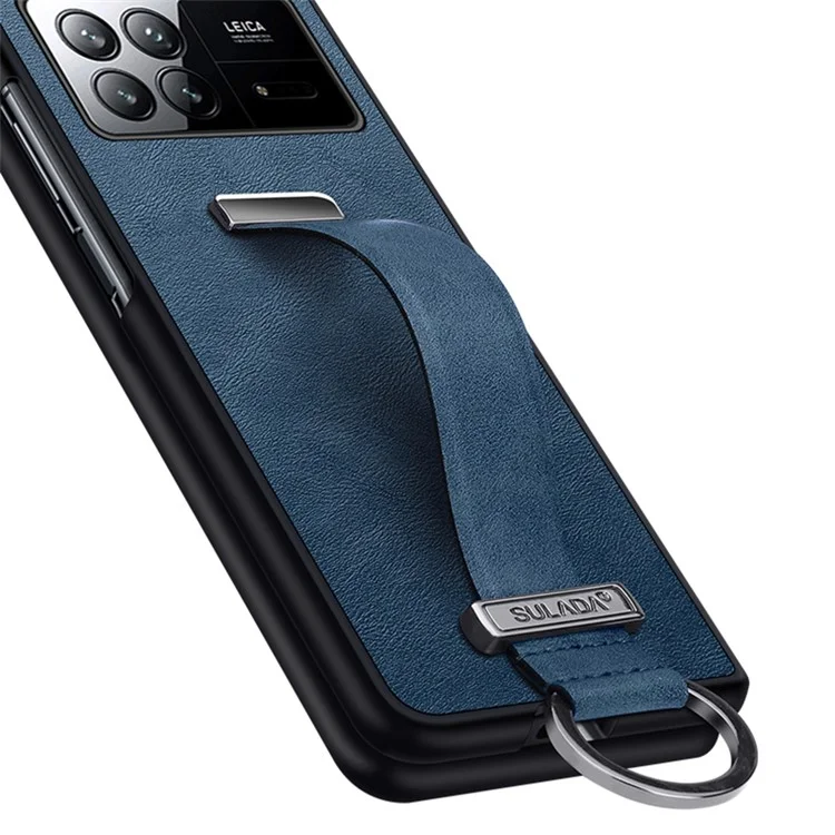 SULADA Fashion Series para Xiaomi Mix Fold 3 5G Carcasa Correa Retráctil Cuero+PC+TPU Funda Teléfono - Azul