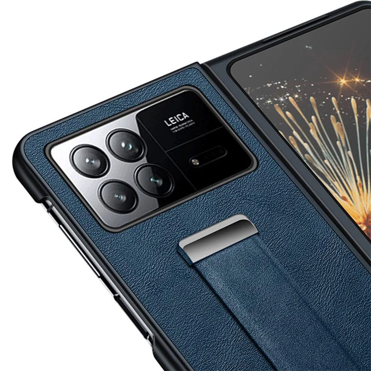 SULADA Fashion Series para Xiaomi Mix Fold 3 5G Carcasa Correa Retráctil Cuero+PC+TPU Funda Teléfono - Azul