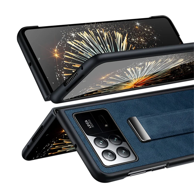 SULADA Fashion Series for Xiaomi Mix Fold 3 5G Case Retractable Strap Leather+PC Phone Cover - Black