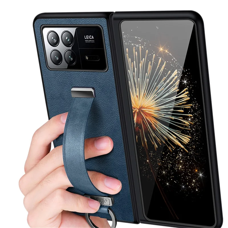 SULADA Fashion Series for Xiaomi Mix Fold 2 5G Case Hand Strap Kickstand Leather+PC Phone Cover - Black