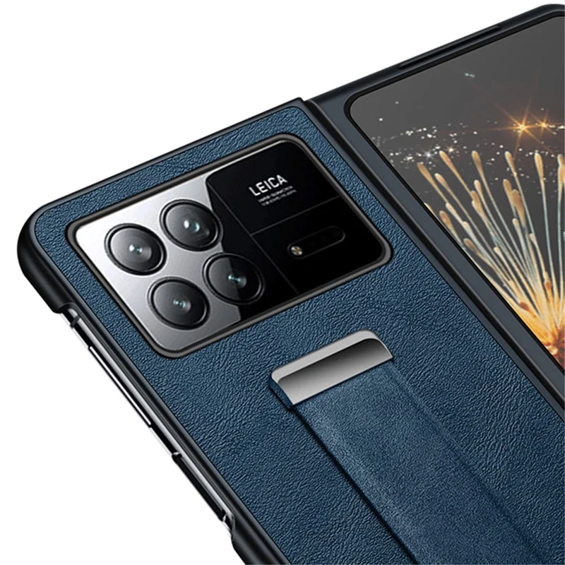 SULADA Fashion Series for Xiaomi Mix Fold 2 5G Case Hand Strap Kickstand Leather+PC Phone Cover - Black