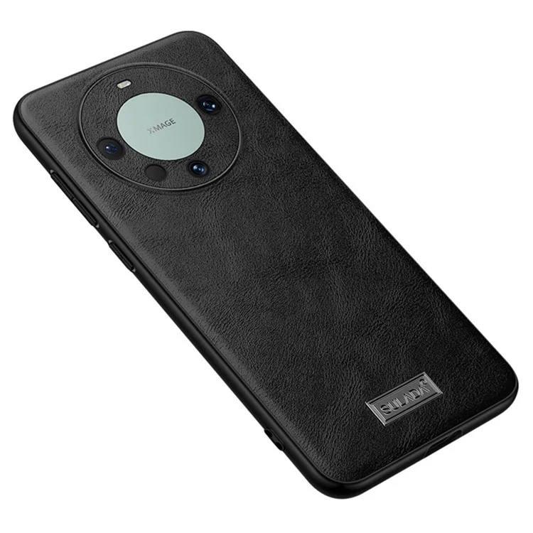 SULADA Für Huawei Mate 60 Pro / 60 Pro+ PU-Leder beschichteter TPU+PC-Handyhülle Sturzsichere Rückseite - Schwarz