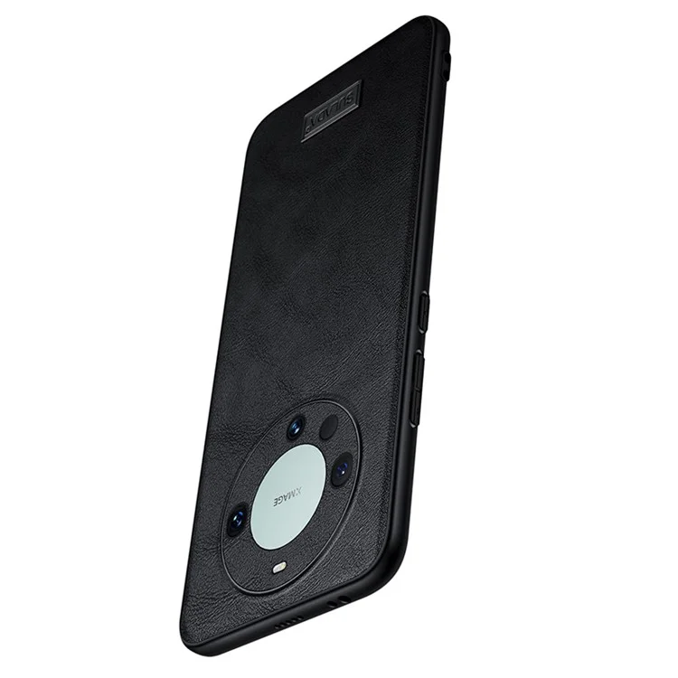 SULADA Für Huawei Mate 60 Pro / 60 Pro+ PU-Leder beschichteter TPU+PC-Handyhülle Sturzsichere Rückseite - Schwarz