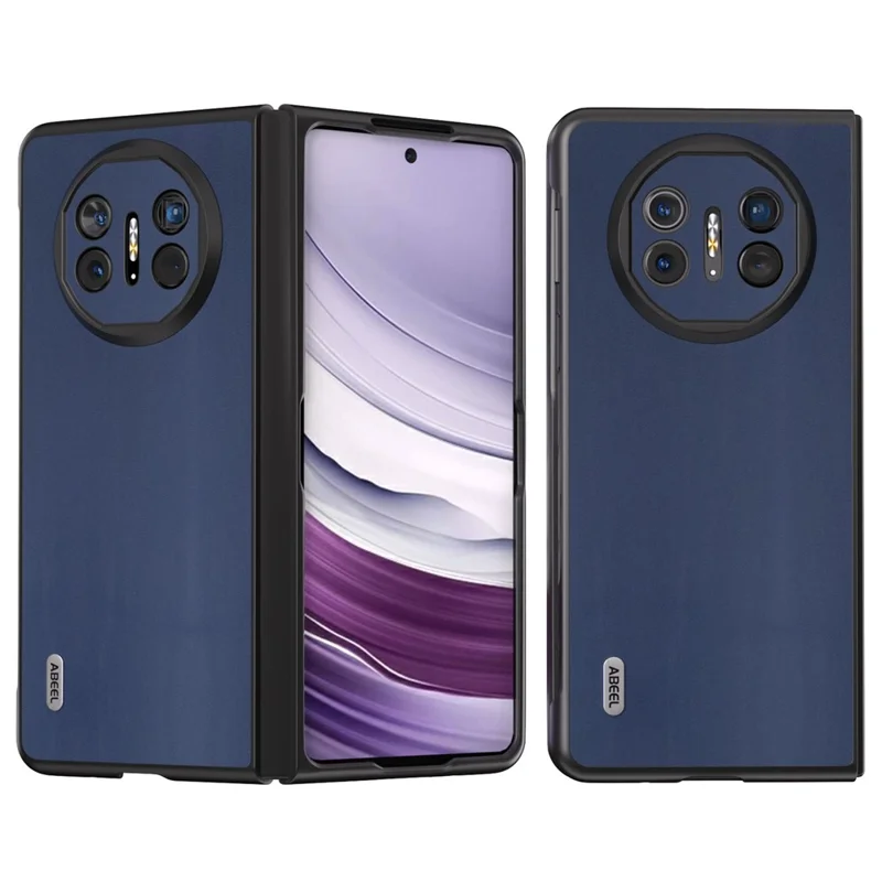 ABEEL Per Huawei Mate X5 Custodia Vera Pelle Bovina+TPU+PC Texture Nappa Cover per Telefono - Blu