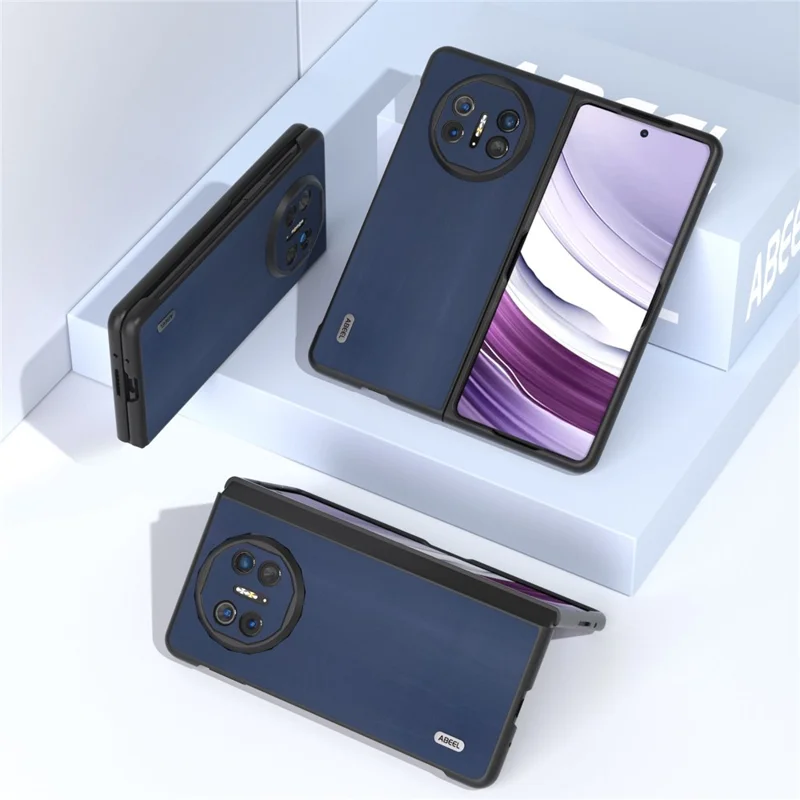 ABEEL Per Huawei Mate X5 Custodia Vera Pelle Bovina+TPU+PC Texture Nappa Cover per Telefono - Blu