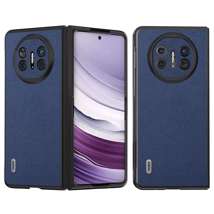 ABEEL Per Huawei Mate X5 Case Genuine Cow Leather+TPU+PC Litchi Texture Phone Cover - Blue