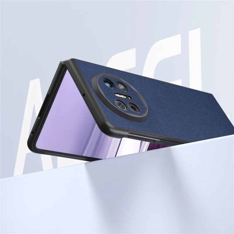 ABEEL Per Huawei Mate X5 Case Genuine Cow Leather+TPU+PC Litchi Texture Phone Cover - Blue