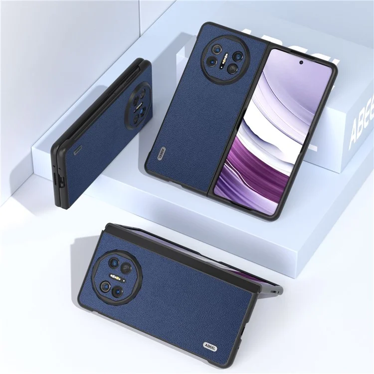 ABEEL Per Huawei Mate X5 Case Genuine Cow Leather+TPU+PC Litchi Texture Phone Cover - Blue