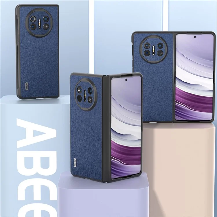 ABEEL Per Huawei Mate X5 Case Genuine Cow Leather+TPU+PC Litchi Texture Phone Cover - Blue