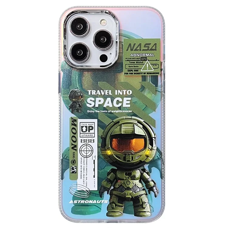 PC + TPU Funda para iPhone 15 Pro Max Case Shell Fluorescent Laser Astronaut Pattern - SPACE