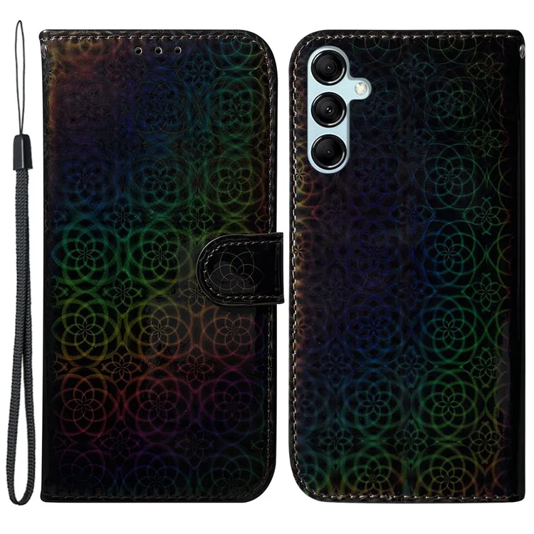 Para Samsung Galaxy M34 5G / F34 5G Dazzling Flower Pattern PU Leather Wallet Stand Cover Phone Case - Negro