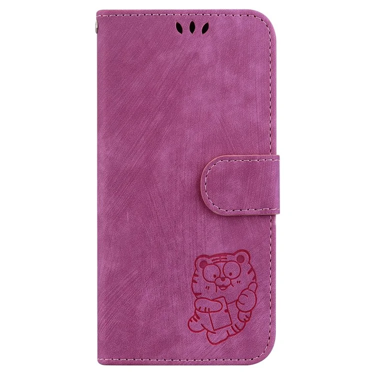 Für Samsung Galaxy M34 5G / F34 5G Wallet Stand Ledertasche Mit Süßem Tiger-Aufdruck Handyhülle - Rose
