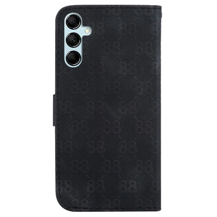 Für Samsung Galaxy M34 5G / F34 5G Double 8-Shape Imprint Phone Cover Lederbrieftasche mit Ständer - Schwarz