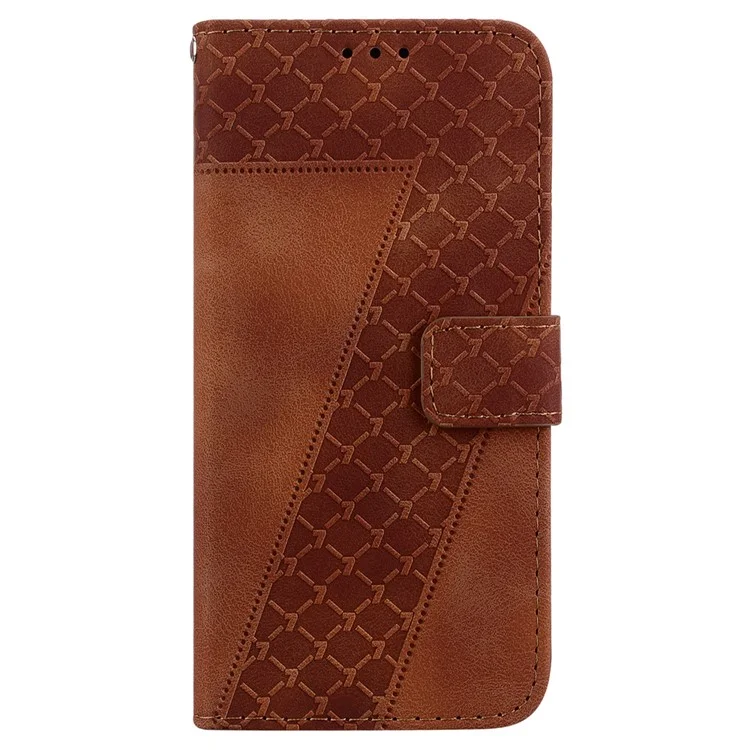 Für Samsung Galaxy M34 5G / F34 5G Telefon Ledertasche 7-Form geprägt Brieftasche Ständer Abdeckung - Braun