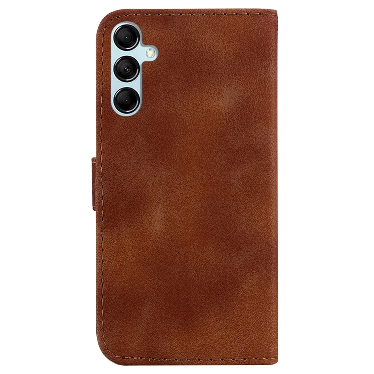 Für Samsung Galaxy M34 5G / F34 5G Telefon Ledertasche 7-Form geprägt Brieftasche Ständer Abdeckung - Braun