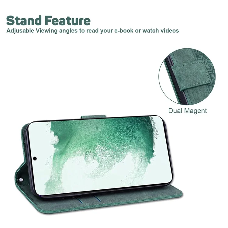 Handyhülle für Samsung Galaxy M34 5G / F34 5G, Wallet-Stand PU-Leder Geometrie bedruckter Hülle - Grün
