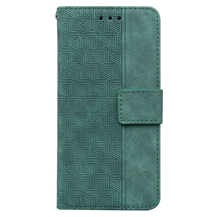 Handyhülle für Samsung Galaxy M34 5G / F34 5G, Wallet-Stand PU-Leder Geometrie bedruckter Hülle - Grün
