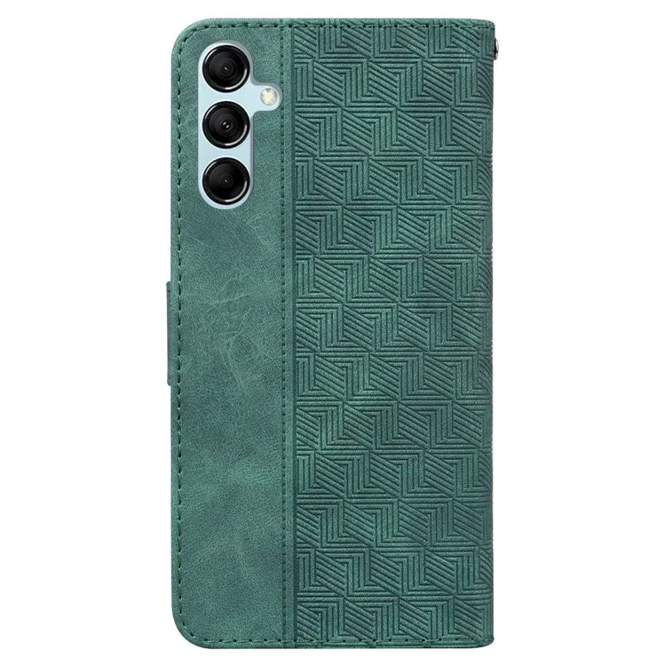 Handyhülle für Samsung Galaxy M34 5G / F34 5G, Wallet-Stand PU-Leder Geometrie bedruckter Hülle - Grün