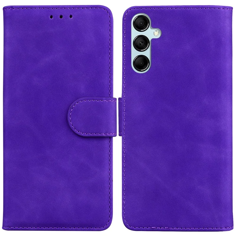 For Samsung Galaxy M34 5G / F34 5G Solid Color Wallet Phone Case PU Leather Stand Cover - Purple