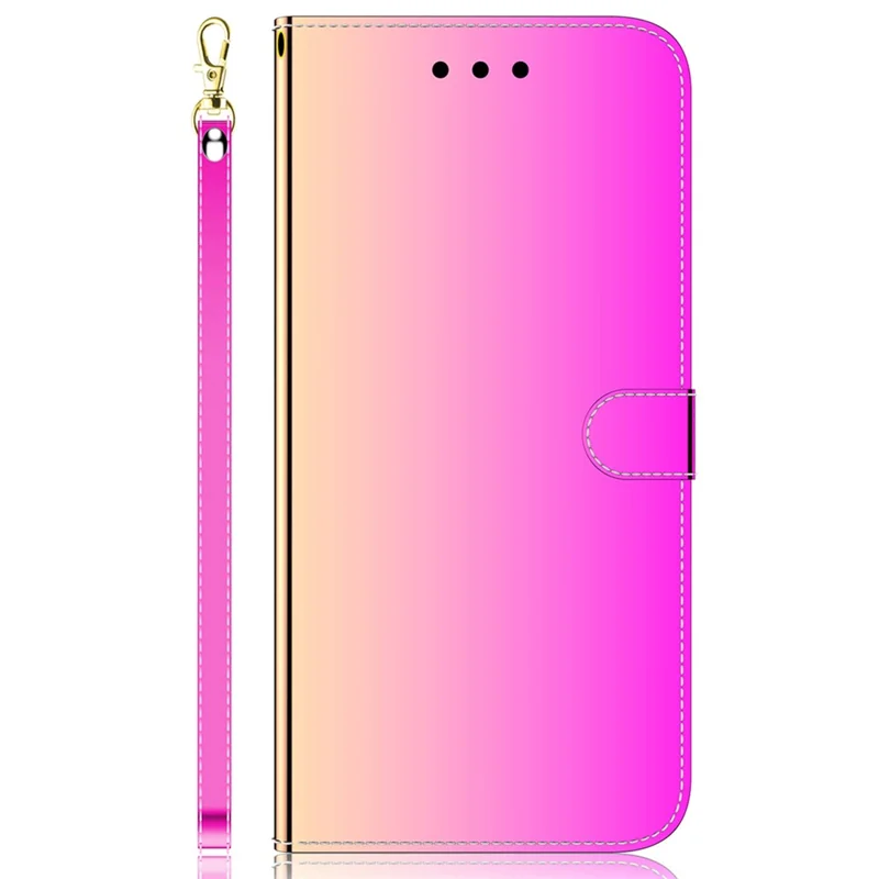 Leather Wallet Cover for Realme 11x 5G / 11 5G (Global) , Shockproof Mirror-Like Surface Mobile Phone Stand Case - Rose