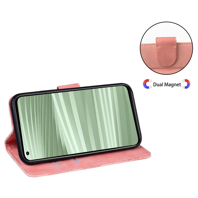Para Realme 11x 5G / 11 5G (Global) Funda de cartera de piel de poliuretano con soporte Estampado de tigre Resistente a choques Cáscara de teléfono - Rosa