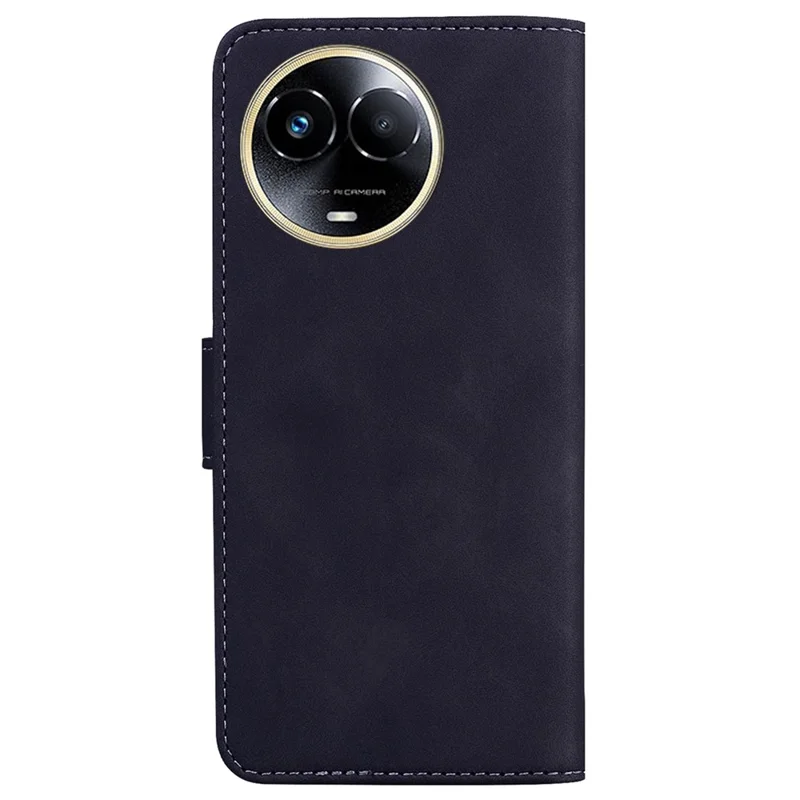 For Realme 11x 5G / 11 5G (Global) PU Leather Wallet Stand Case Solid Color Anti-fall Phone Cover - Black