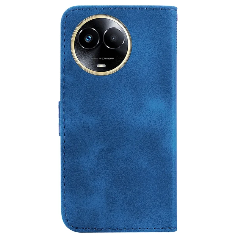 PU Leather Phone Case for Realme 11x 5G / 11 5G (Global) , 7-Shape Imprinted Wallet Stand Phone Cover - Dark Blue