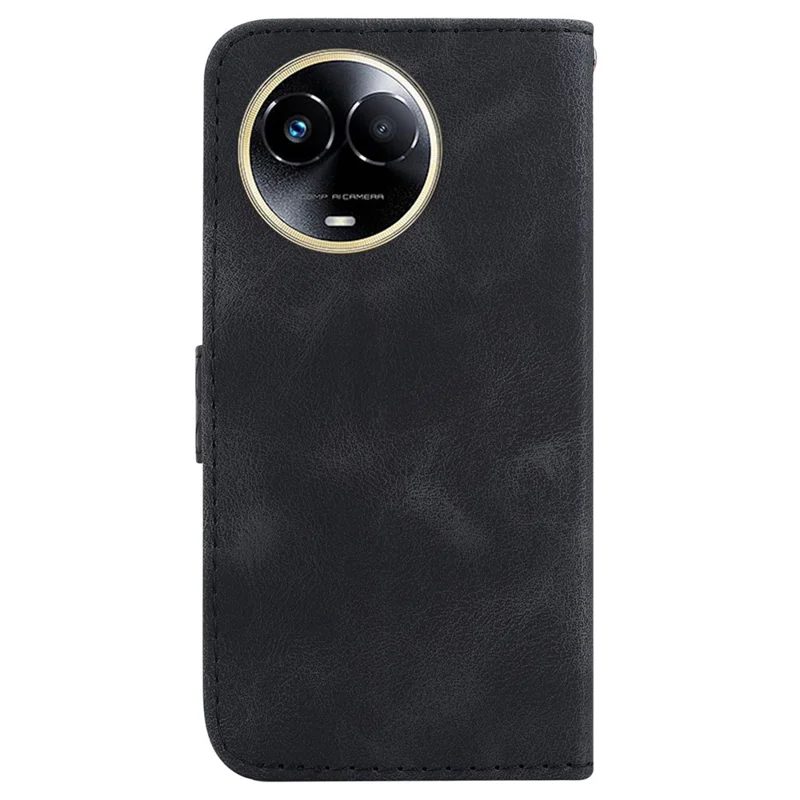 PU Leather Phone Case for Realme 11x 5G / 11 5G (Global) , 7-Shape Imprinted Wallet Stand Phone Cover - Black