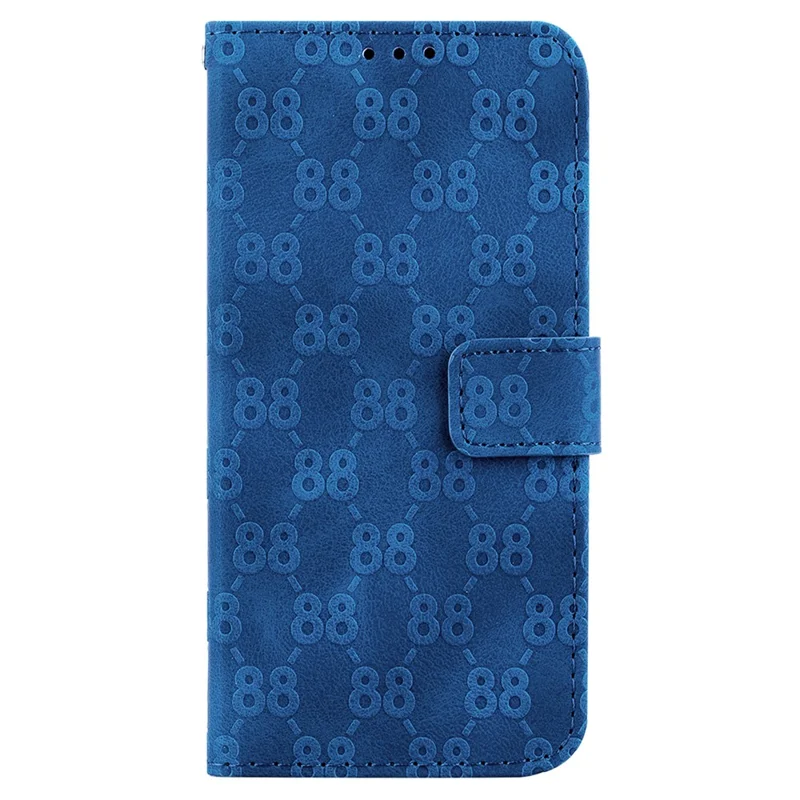 For Motorola Moto G14 4G Leather Wallet Stand Case Double 8-Shape Imprint Anti-shock Phone Cover - Dark Blue