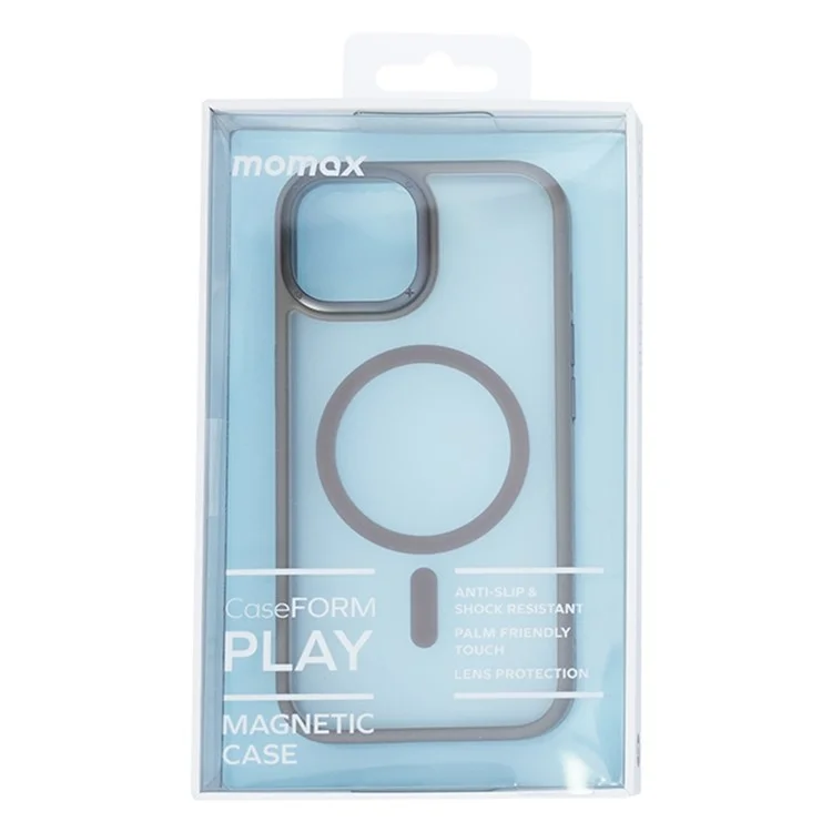 MOMAX For iPhone 15 Plus Case Compatible with Magsafe Magnetic Matte Phone Cover - Titanium Grey