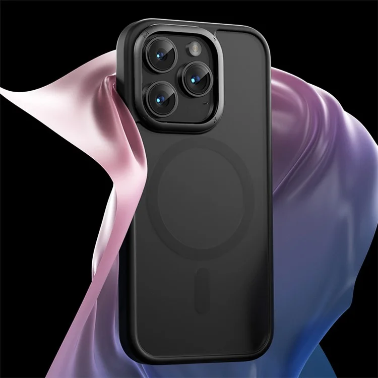 MOMAX For iPhone 15 Pro Case Compatible with Magsafe Protective PC + TPU Matte Phone Cover - Black