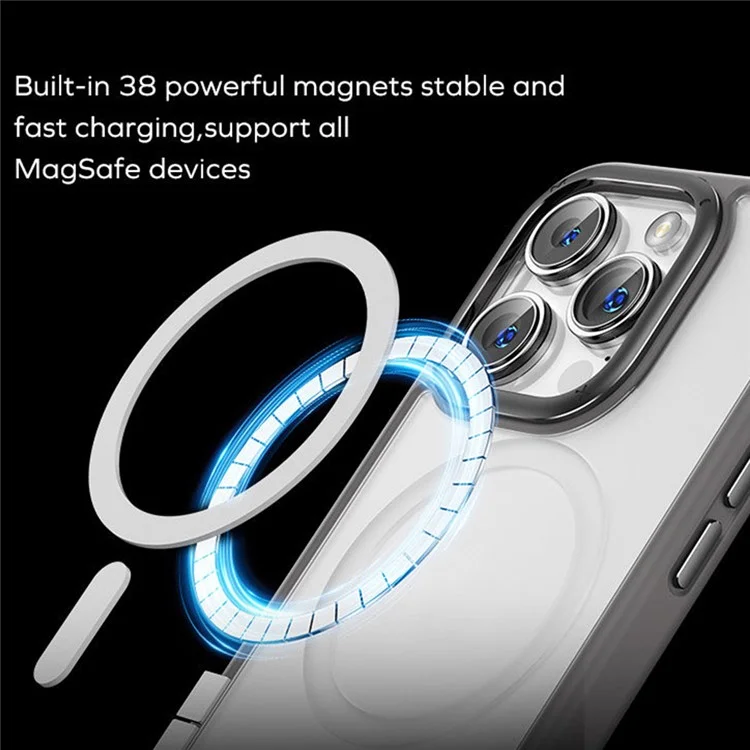 MOMAX For iPhone 15 Pro Case Compatible with Magsafe Protective PC + TPU Matte Phone Cover - Black