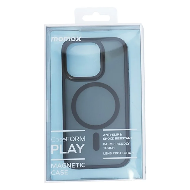 MOMAX For iPhone 15 Pro Case Compatible with Magsafe Protective PC + TPU Matte Phone Cover - Black