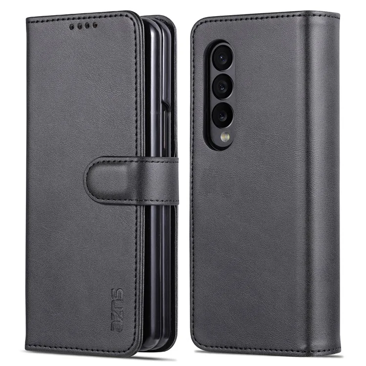 AZNS For Samsung Galaxy Z Fold4 5G Case PU Leather + PC Anti-scratch Wallet Phone Cover - Negro