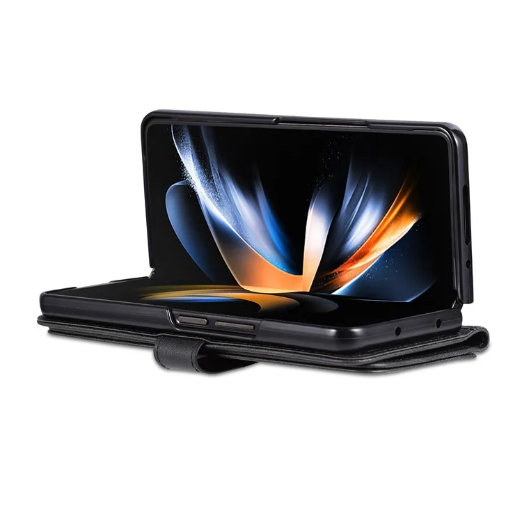 AZNS For Samsung Galaxy Z Fold4 5G Case PU Leather + PC Anti-scratch Wallet Phone Cover - Negro