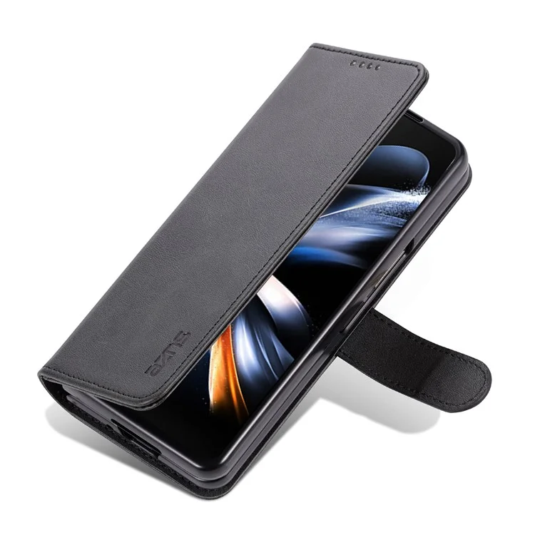 AZNS For Samsung Galaxy Z Fold4 5G Case PU Leather + PC Anti-scratch Wallet Phone Cover - Negro