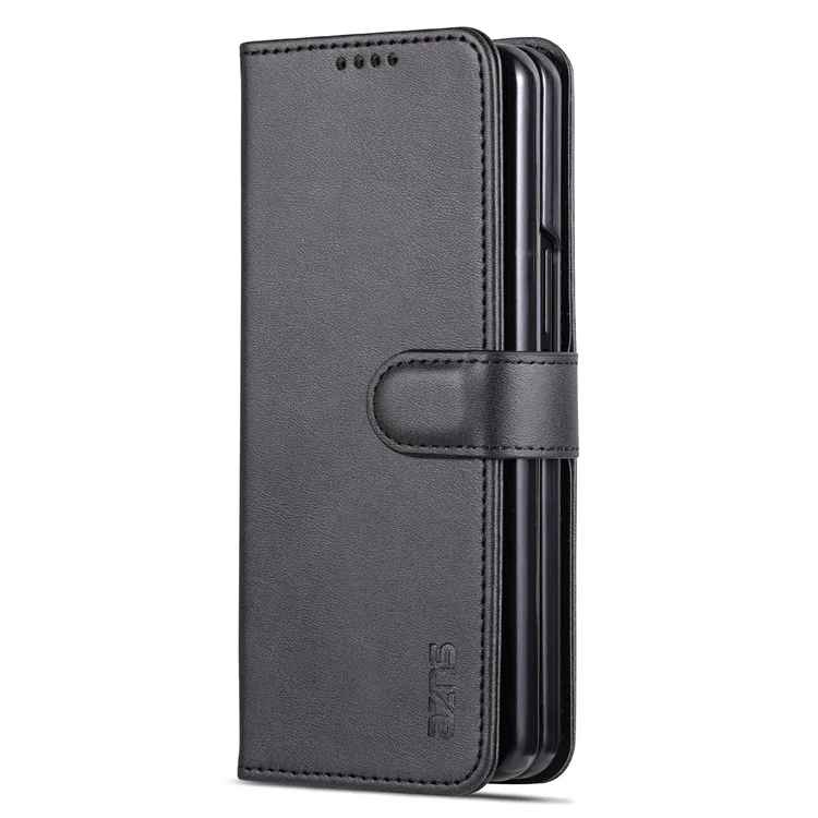 AZNS For Samsung Galaxy Z Fold4 5G Case PU Leather + PC Anti-scratch Wallet Phone Cover - Negro