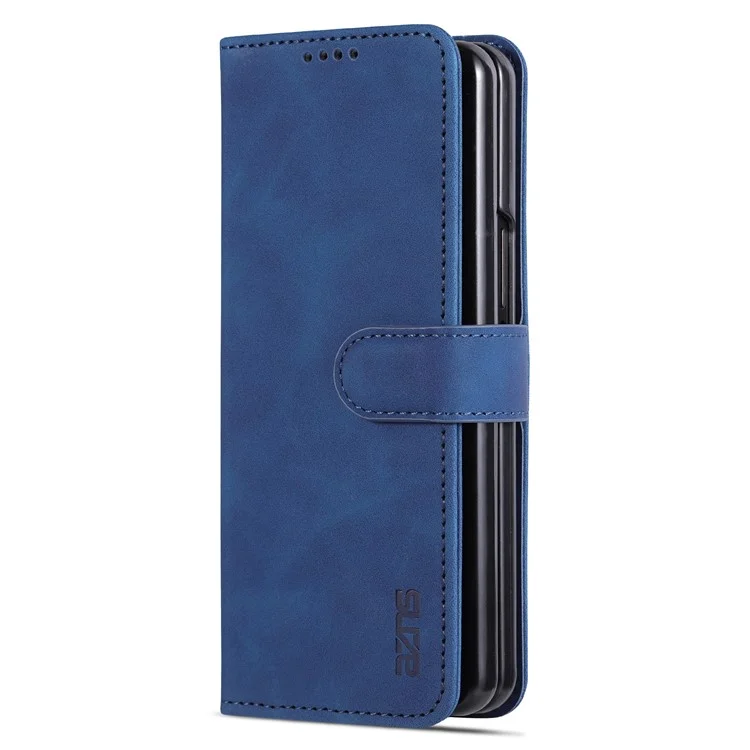 AZNS Pour Samsung Galaxy Z Fold4 5G Étui en Cuir PU + PC Anti-rayures Portefeuille Housse de Téléphone - Bleu