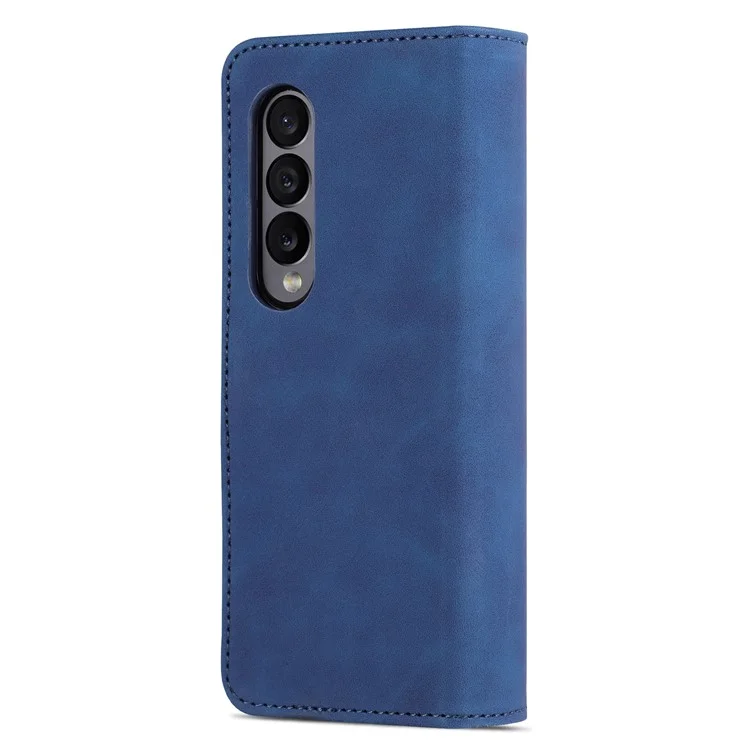 AZNS Pour Samsung Galaxy Z Fold4 5G Étui en Cuir PU + PC Anti-rayures Portefeuille Housse de Téléphone - Bleu