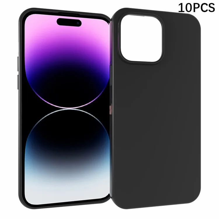 10Pcs  /  Pack for iPhone 15 Pro Max Dual-sided Matte Phone Cover TPU Smartphone Case - Black