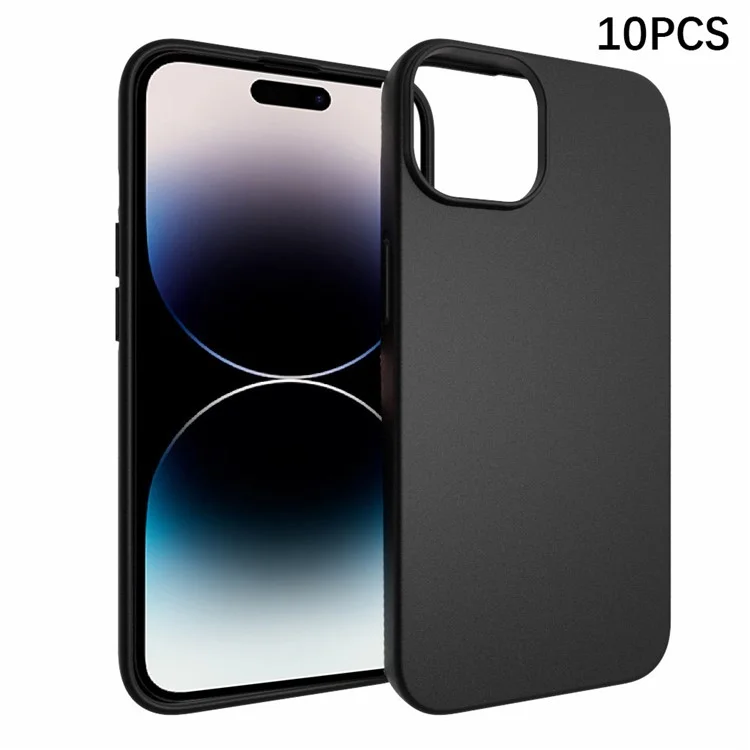 10Pcs  /  Pack for iPhone 15 Anti-Fingerprint Phone Shell Dual-sided Matte Cover TPU Phone Case - Black