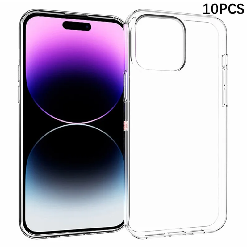 10 Pièces / Paquet Coque Téléphone Transparente pour iPhone 15 Pro Max, Étui TPU Texture sans Marque d'Eau pour Couverture de Téléphone
