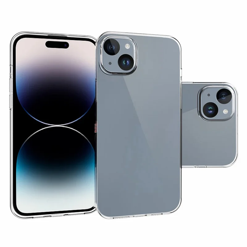 10 pezzi / confezione Custodia in TPU trasparente per iPhone 15 Plus, cover per telefono con texture senza filigrana interna