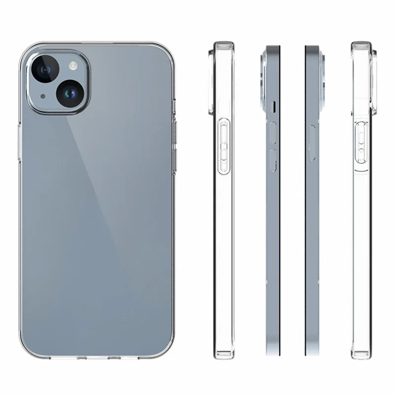 10 pezzi / confezione Custodia in TPU trasparente per iPhone 15 Plus, cover per telefono con texture senza filigrana interna