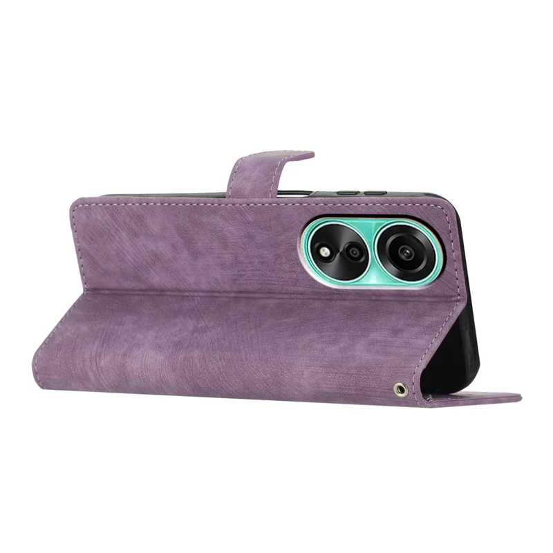For Oppo A38 4G Case Skin-touch Leather Wallet Cover Solid Color Phone Shell - Purple
